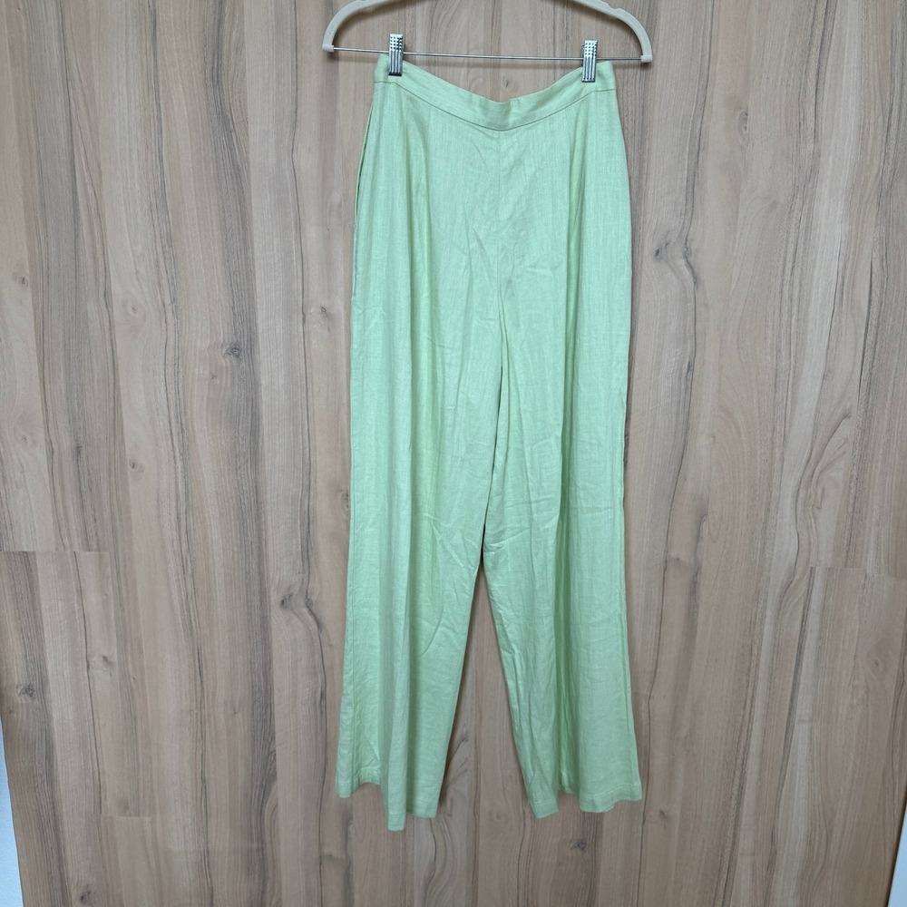 ASOS Design Womens Linen Pants Size 4 Green High Waist Wide Leg Coastal Career